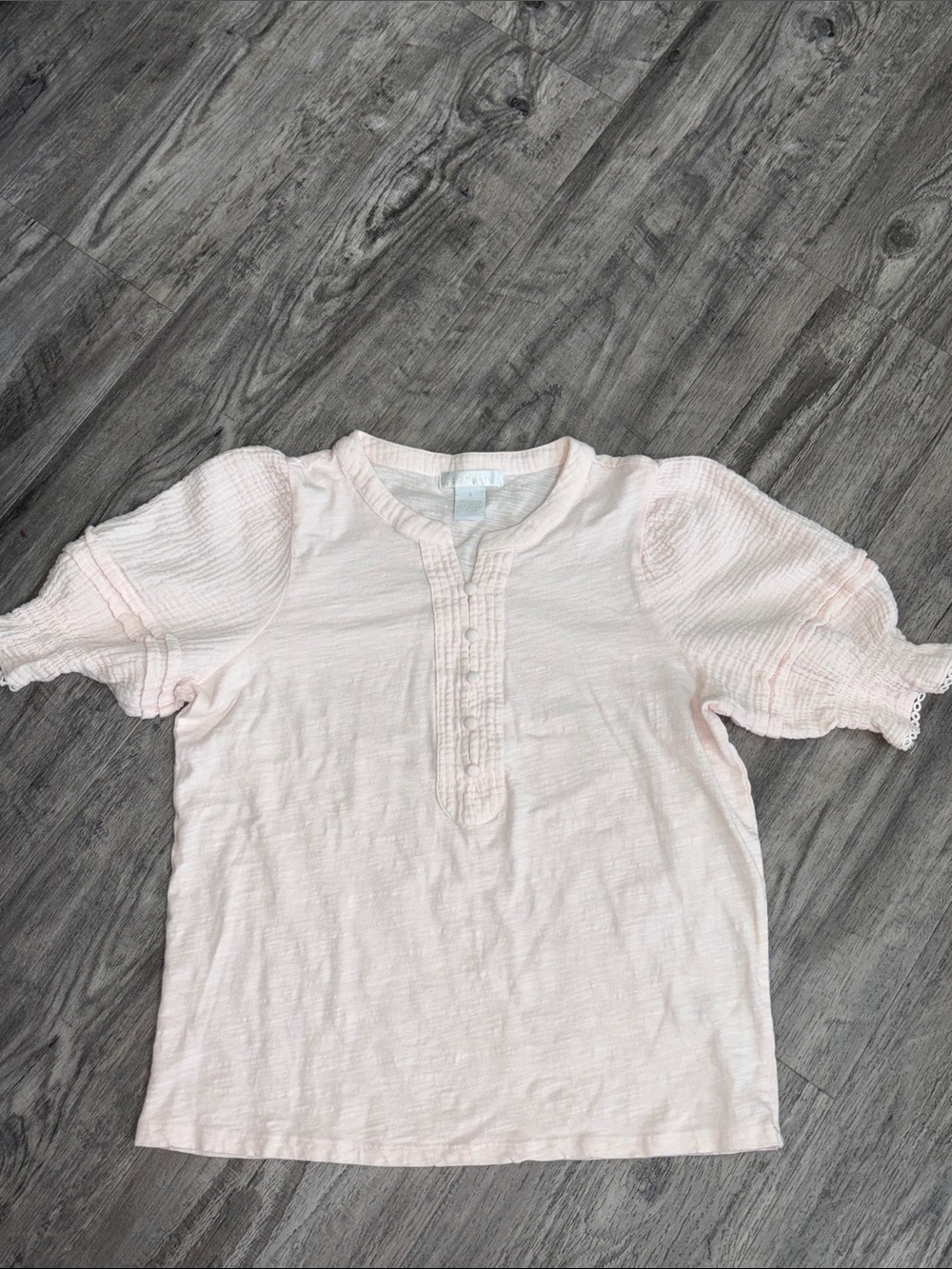 Design History Pale Pink Textured Puff Sleeve Blouse